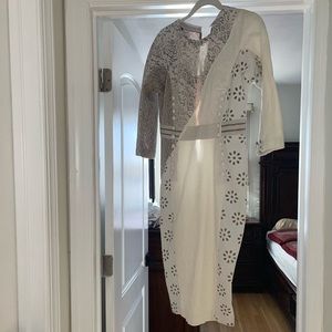 Byron Lars beauty mark white lace mini dress half sleeves